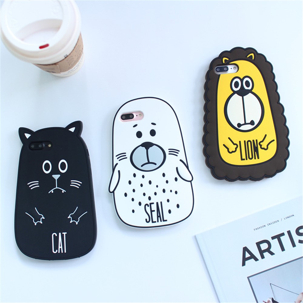 3D Cute Animal Silicone Mobile Phone Shell for iPhone 8 Plus / 7 Plus - Cat-4