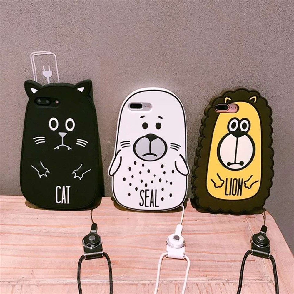 3D Cute Animal Silicone Mobile Phone Shell for iPhone 8 Plus / 7 Plus - Cat-5