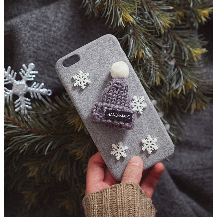 Christmas 3D Knitted Hat Snowflake Decor TPU Mobile Cover for iPhone 8 Plus/7 Plus - Grey-1