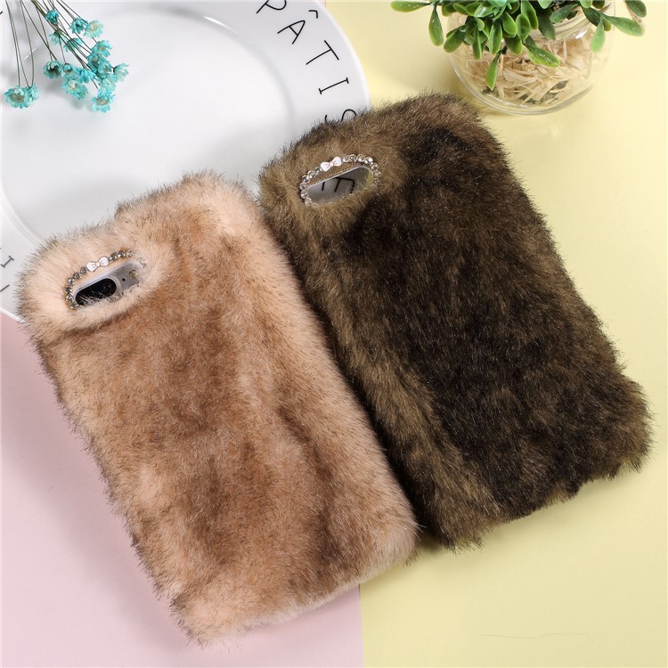 Soft Fur Coated TPU Cell Phone Case for iPhone 8 Plus / 7 Plus - Pink-2