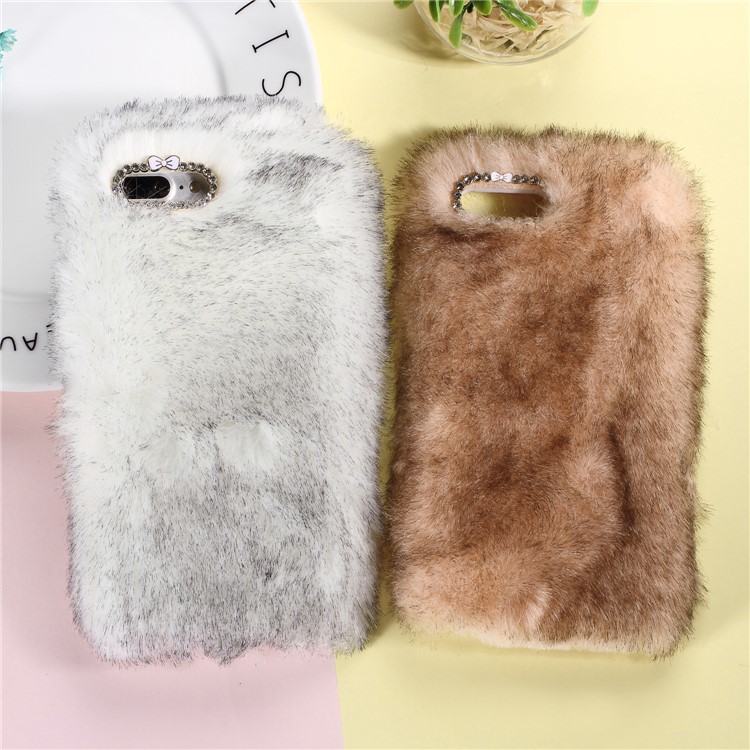 Soft Fur Coated TPU Cell Phone Case for iPhone 8 Plus / 7 Plus - Pink-4