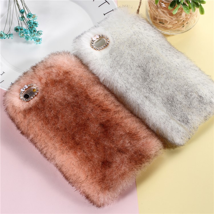 Soft Fur Coated TPU Mobile Phone Case for iPhone 6s Plus/6 Plus - White-3
