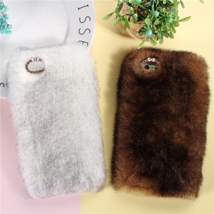 Soft Fur Coated TPU Mobile Phone Case for iPhone 6s Plus/6 Plus - White-4