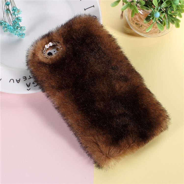 

Soft Fur Coated TPU Mobile Phone Shell for iPhone 6s Plus/6 Plus - Coffee