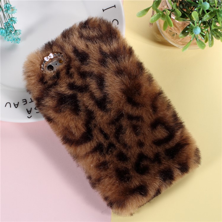 

Soft Fur Coated TPU Mobile Casing for iPhone 6s Plus/6 Plus - Brown Leopard