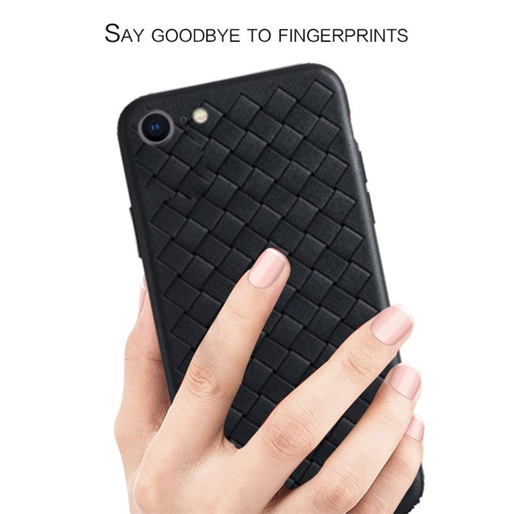 NXE Woven Texture TPU Protective Case + Full Coverage Tempered Glass Protector Film for iPhone 8 / 7 4.7 inch - Black-2
