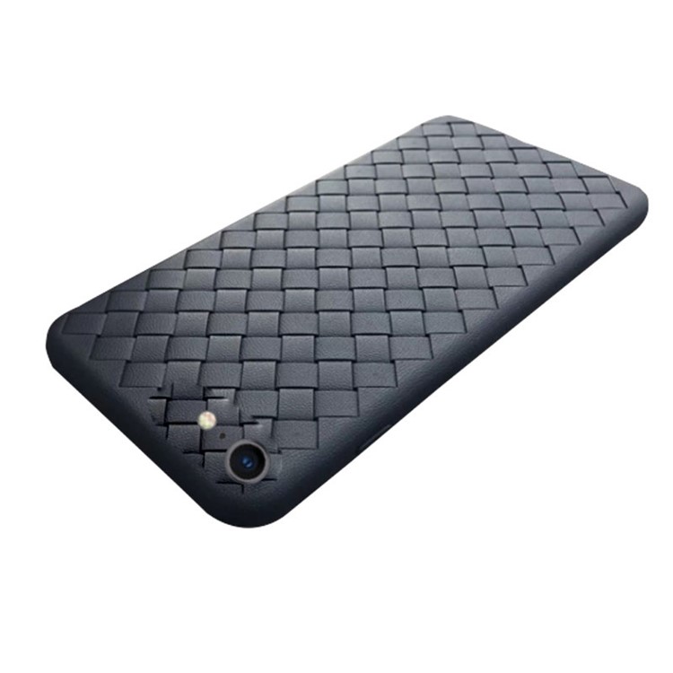 NXE Woven Texture TPU Protective Case + Full Coverage Tempered Glass Protector Film for iPhone 8 / 7 4.7 inch - Black-3