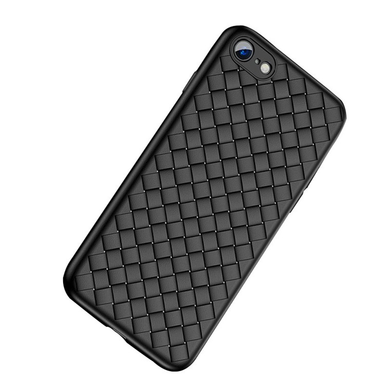 NXE Woven Texture TPU Protective Case + Full Coverage Tempered Glass Protector Film for iPhone 8 / 7 4.7 inch - Black-4