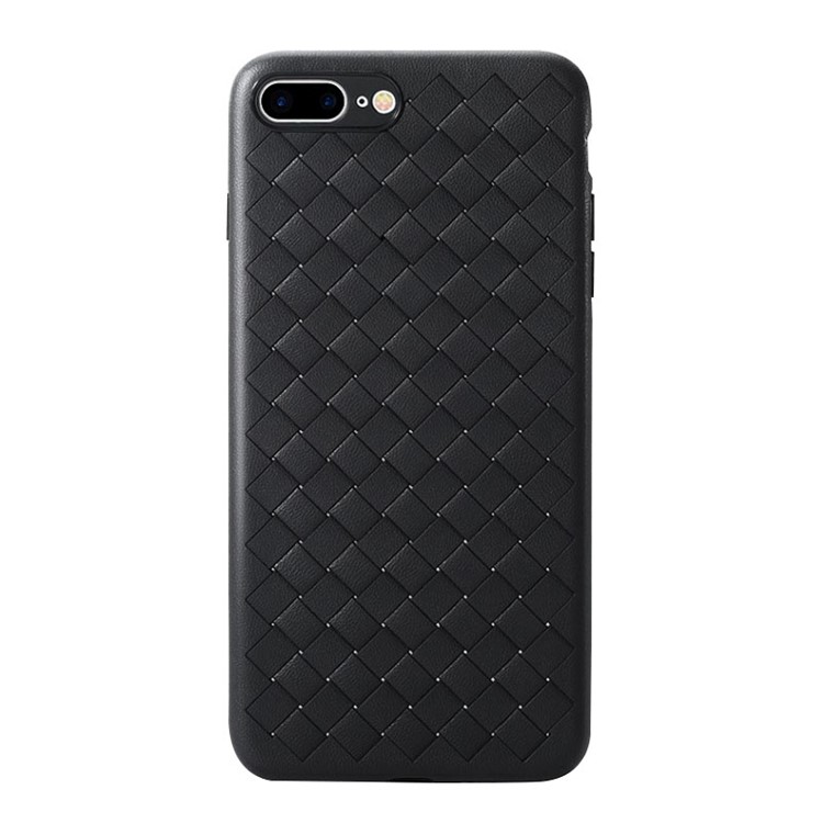 NXE Woven Texture Heat Dissipation TPU Phone Casing with Tempered Glass Screen Protector for iPhone 8 Plus / 7 Plus 5.5 inch - Black-1