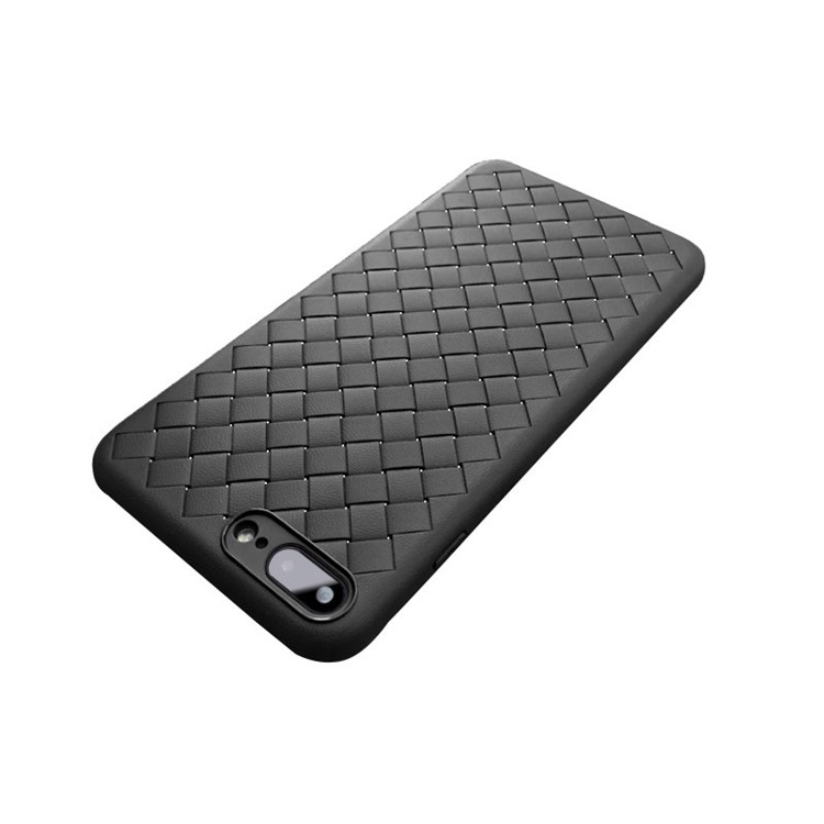 NXE Woven Texture Heat Dissipation TPU Phone Casing with Tempered Glass Screen Protector for iPhone 8 Plus / 7 Plus 5.5 inch - Black-2