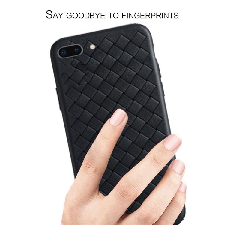 NXE Woven Texture Heat Dissipation TPU Phone Casing with Tempered Glass Screen Protector for iPhone 8 Plus / 7 Plus 5.5 inch - Black-3