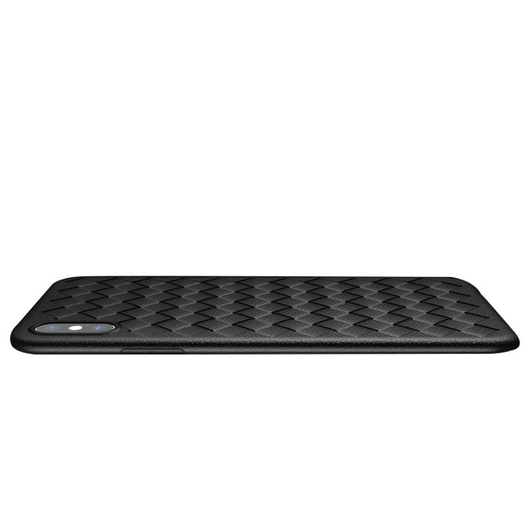 NXE Woven Texture TPU Phone Protective Case + Full Coverage Tempered Glass Protector Film for iPhone X/10 5.8 inch - Black-5