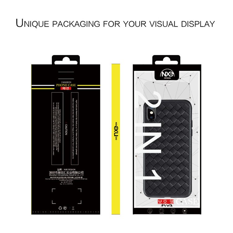 NXE Woven Texture TPU Phone Protective Case + Full Coverage Tempered Glass Protector Film for iPhone X/10 5.8 inch - Black-6