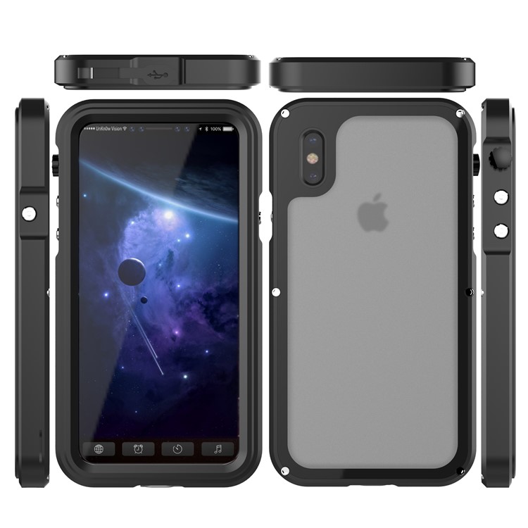 VIKING Für Iphone X IP68 Wasserdicht Staubdicht Stoßfest Aluminiumlegierung Fall - Schwarz-4