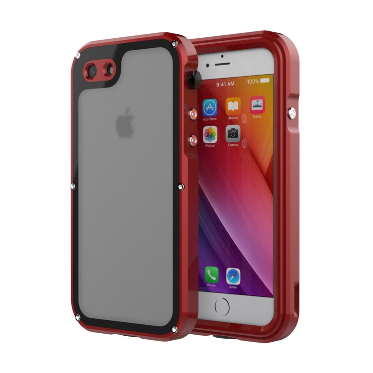 VIKING IP68 Für Iphone 8/7 Wasserdicht Staubdicht Stoßfest Aluminiumlegierung Telefongehäuse - Rot-2