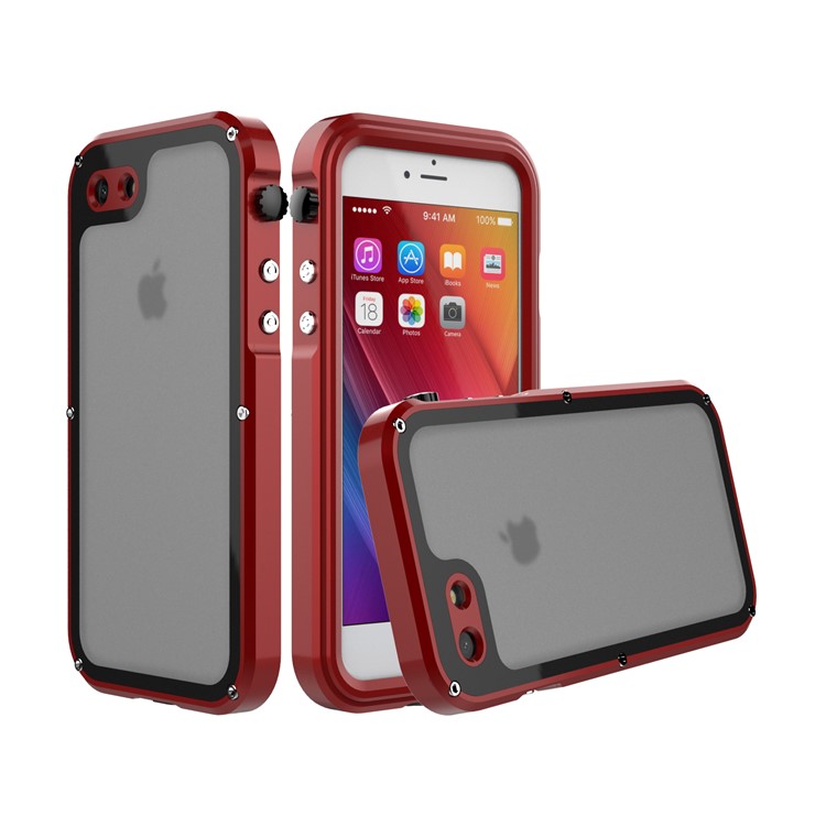 VIKING IP68 Für Iphone 8/7 Wasserdicht Staubdicht Stoßfest Aluminiumlegierung Telefongehäuse - Rot-4