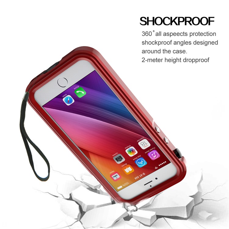 VIKING IP68 Für Iphone 8/7 Wasserdicht Staubdicht Stoßfest Aluminiumlegierung Telefongehäuse - Rot-6