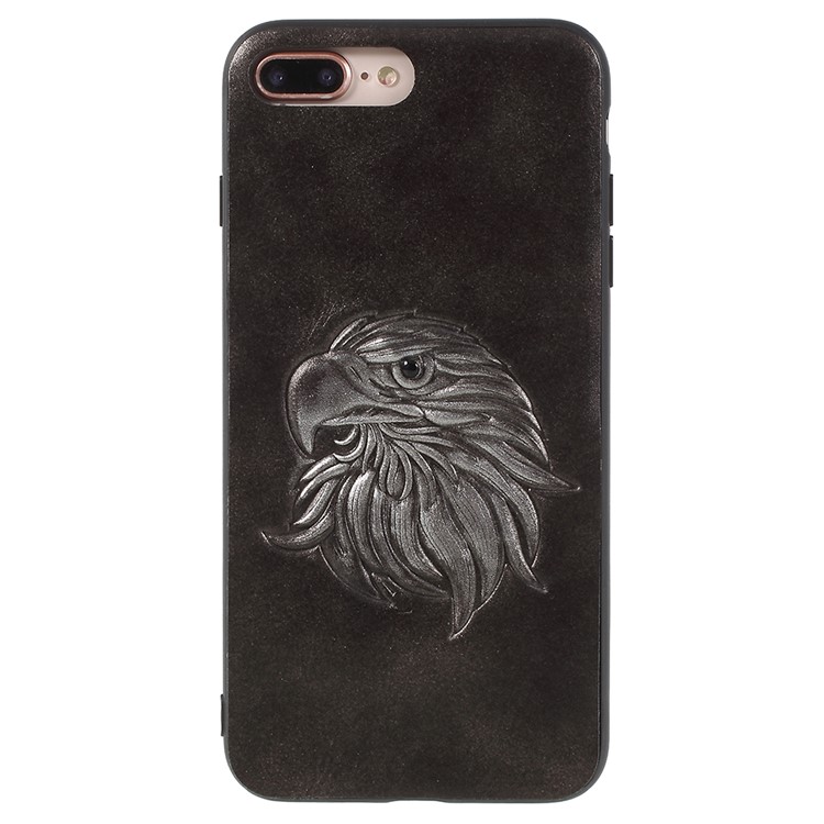 KELOE Embossed Eagle Head Pattern Hybrid Mobile Casing for iPhone 8 Plus / 7 Plus 5.5 inch (PC + TPU + PU Leather) - Silver-1