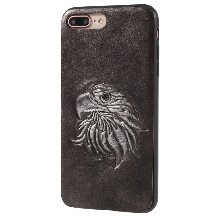 KELOE Embossed Eagle Head Pattern Hybrid Mobile Casing for iPhone 8 Plus / 7 Plus 5.5 inch (PC + TPU + PU Leather) - Silver-2