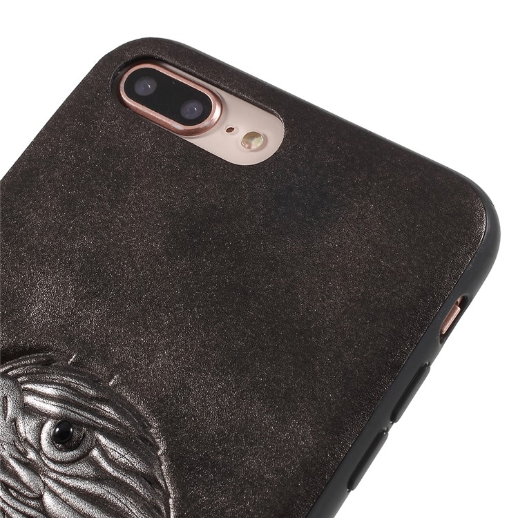 KELOE Embossed Eagle Head Pattern Hybrid Mobile Casing for iPhone 8 Plus / 7 Plus 5.5 inch (PC + TPU + PU Leather) - Silver-4