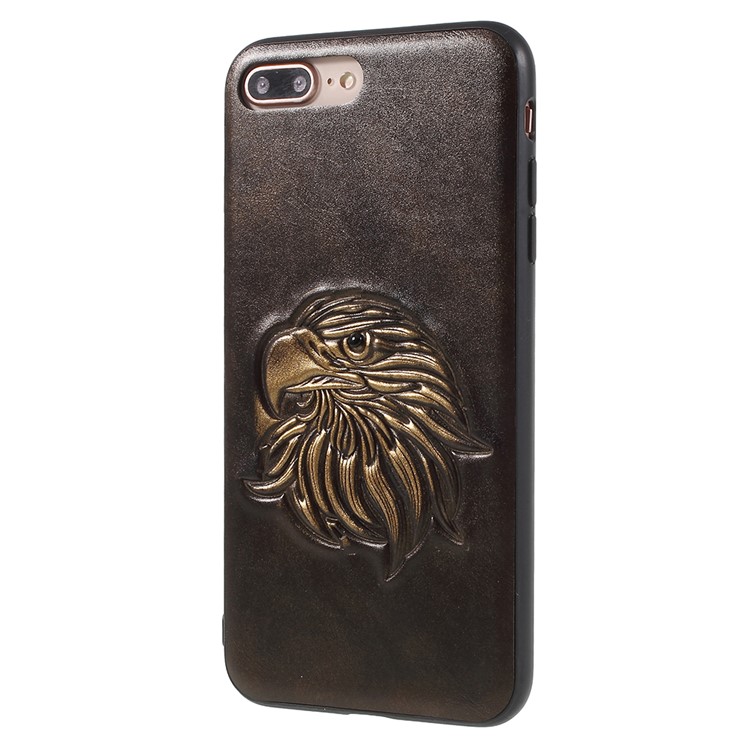 KELOE Embossed Eagle Head Pattern Hybrid Mobile Casing for iPhone 8 Plus / 7 Plus 5.5 inch (PC + TPU + PU Leather) - Silver-6
