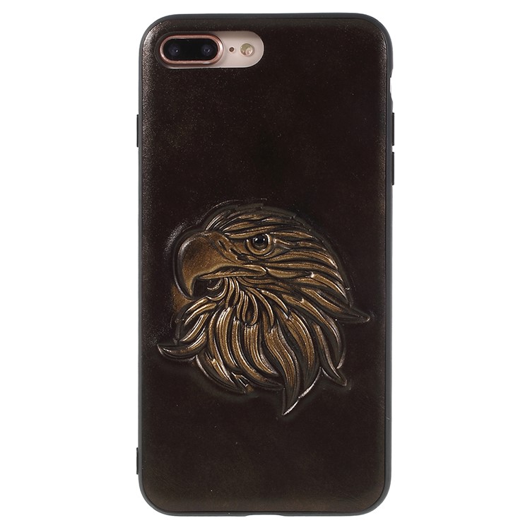 KELOE Embossed Eagle Head Pattern Hybrid Mobile Shell for iPhone 8 Plus / 7 Plus 5.5 inch (PC + TPU + PU Leather) - Gold-1