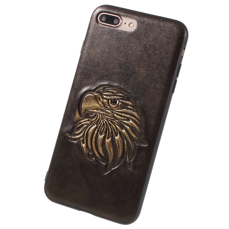 KELOE Embossed Eagle Head Pattern Hybrid Mobile Shell for iPhone 8 Plus / 7 Plus 5.5 inch (PC + TPU + PU Leather) - Gold-2