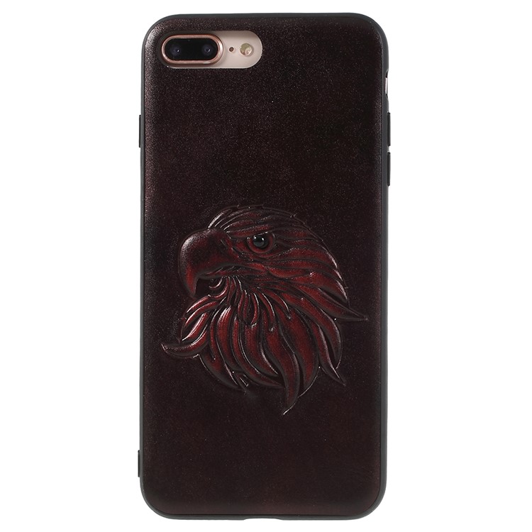 KELOE Embossed Eagle Head Pattern Hybrid Mobile Case Cover for iPhone 8 Plus / 7 Plus 5.5 inch (PC + TPU + PU Leather) - Red-1