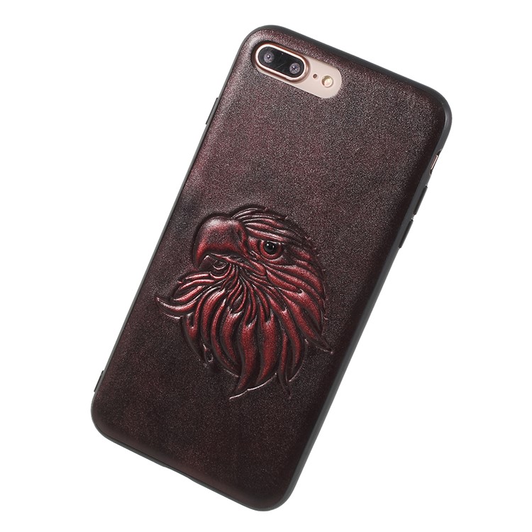 KELOE Embossed Eagle Head Pattern Hybrid Mobile Case Cover for iPhone 8 Plus / 7 Plus 5.5 inch (PC + TPU + PU Leather) - Red-3
