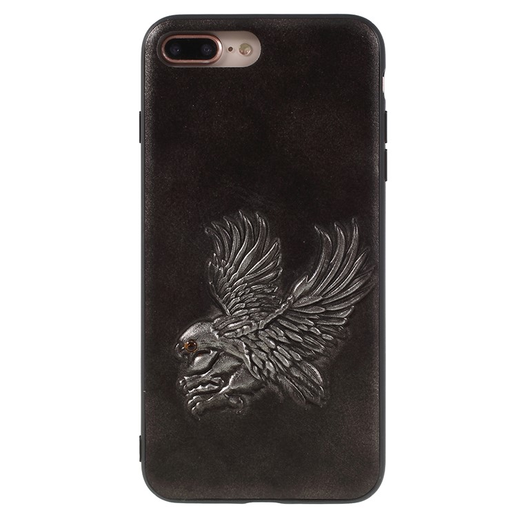 KELOE Embossed Eagle Pattern Hybrid Mobile Casing Cover for iPhone 8 Plus / 7 Plus 5.5 inch (PC + TPU + PU Leather) - Silver-1