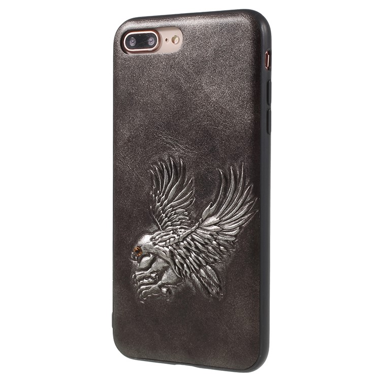 KELOE Embossed Eagle Pattern Hybrid Mobile Casing Cover for iPhone 8 Plus / 7 Plus 5.5 inch (PC + TPU + PU Leather) - Silver-2