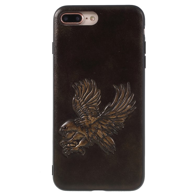 KELOE Embossed Eagle Pattern Hybrid Mobile Case for iPhone 8 Plus / 7 Plus 5.5 inch (PC + TPU + PU Leather) - Gold-1