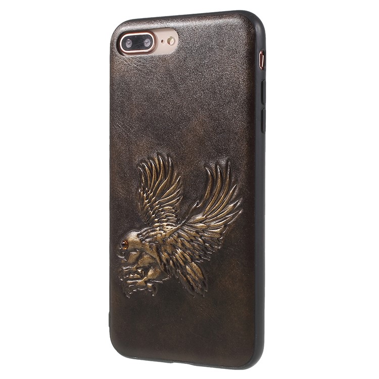 KELOE Embossed Eagle Pattern Hybrid Mobile Case for iPhone 8 Plus / 7 Plus 5.5 inch (PC + TPU + PU Leather) - Gold-2