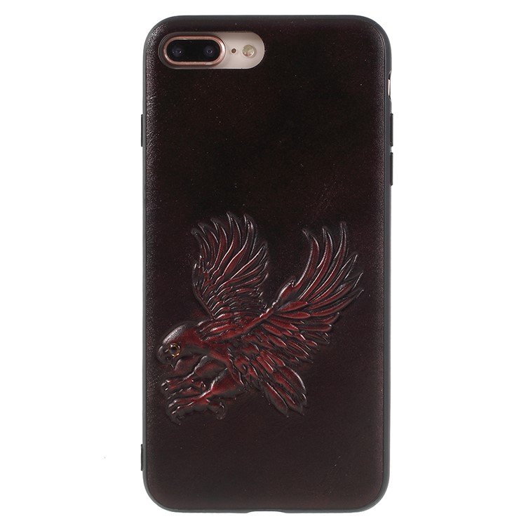 KELOE Embossed Eagle Pattern Hybrid Mobile Casing for iPhone 8 Plus / 7 Plus 5.5 inch (PC + TPU + PU Leather) - Red-1