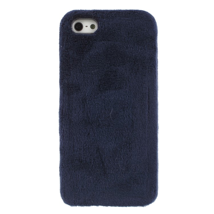 Fluffy Fur Coated TPU Case for iPhone SE/5s/5 - Dark Blue-2
