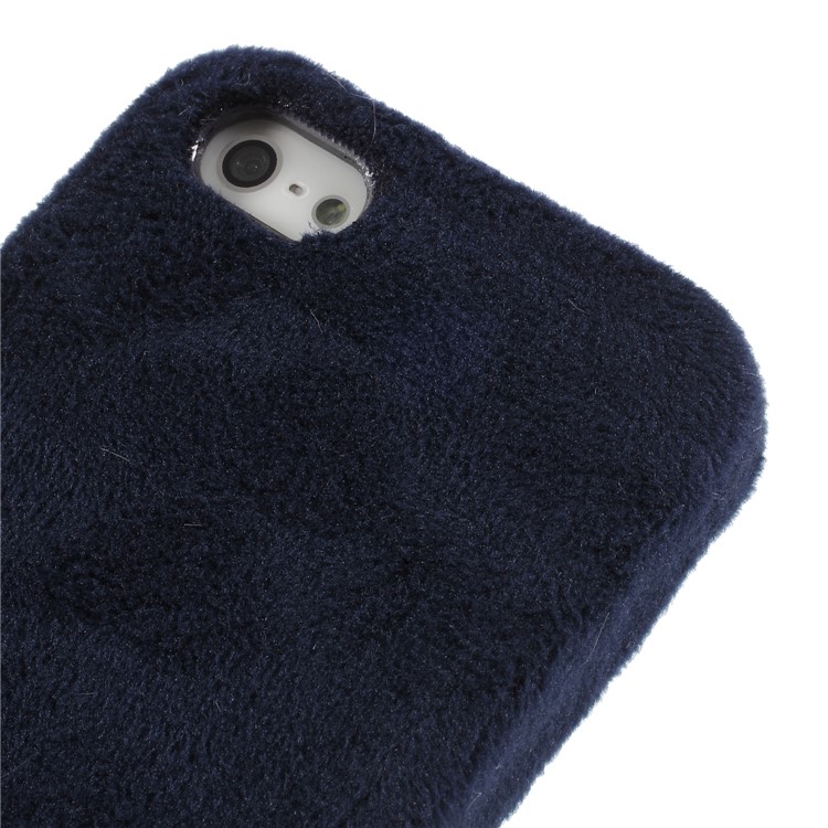Fluffy Fur Coated TPU Case for iPhone SE/5s/5 - Dark Blue-3