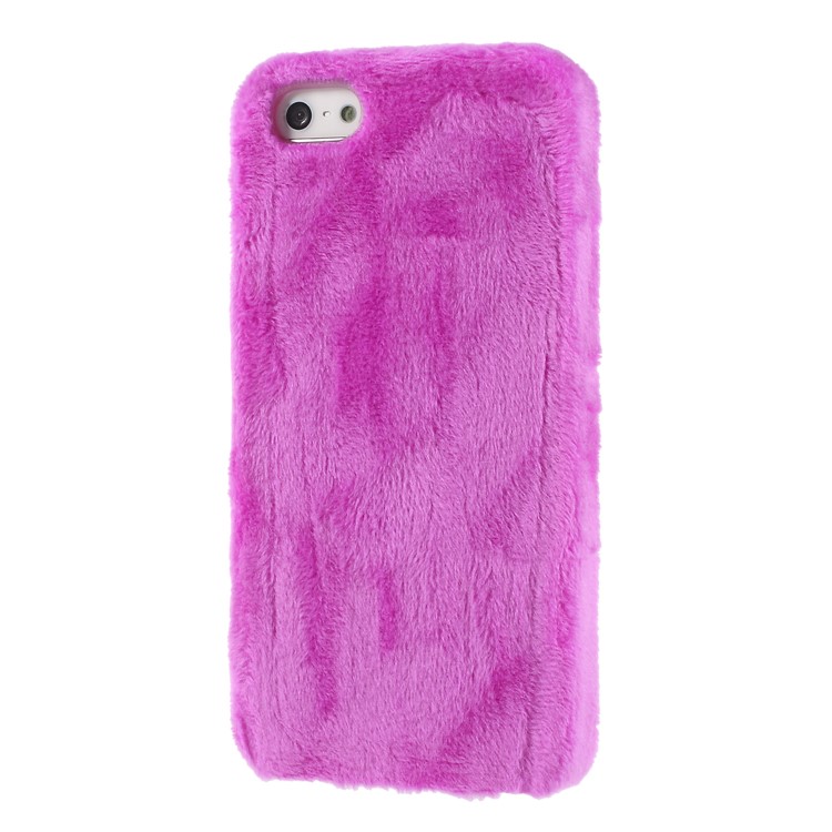 Fluffy Fur Coated TPU Cover for iPhone SE/5s/5 - Purple-3