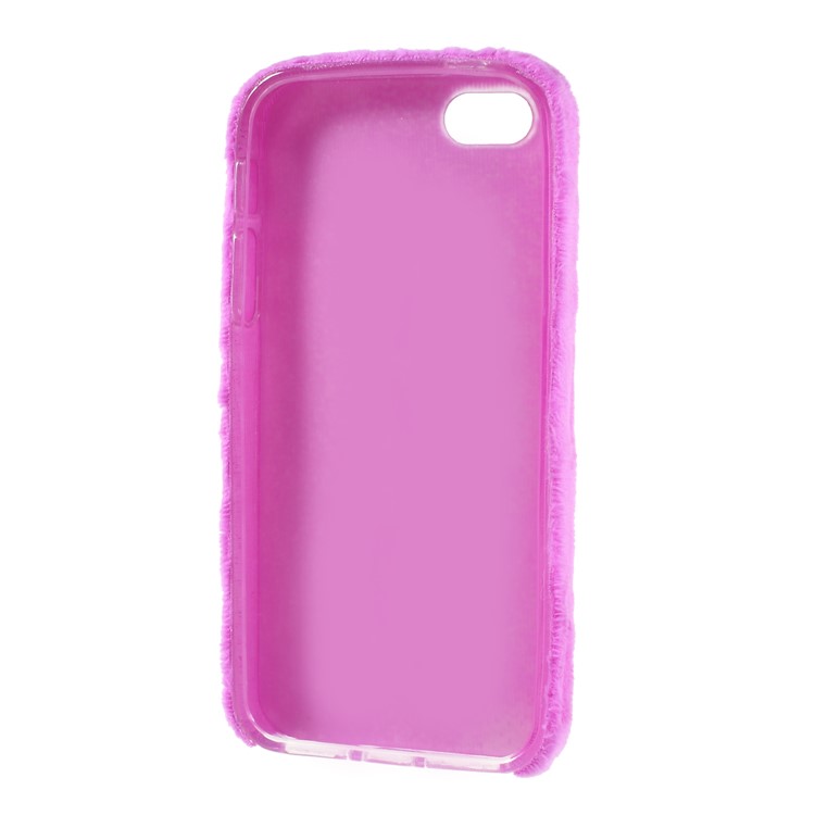 Fluffy Fur Coated TPU Cover for iPhone SE/5s/5 - Purple-4