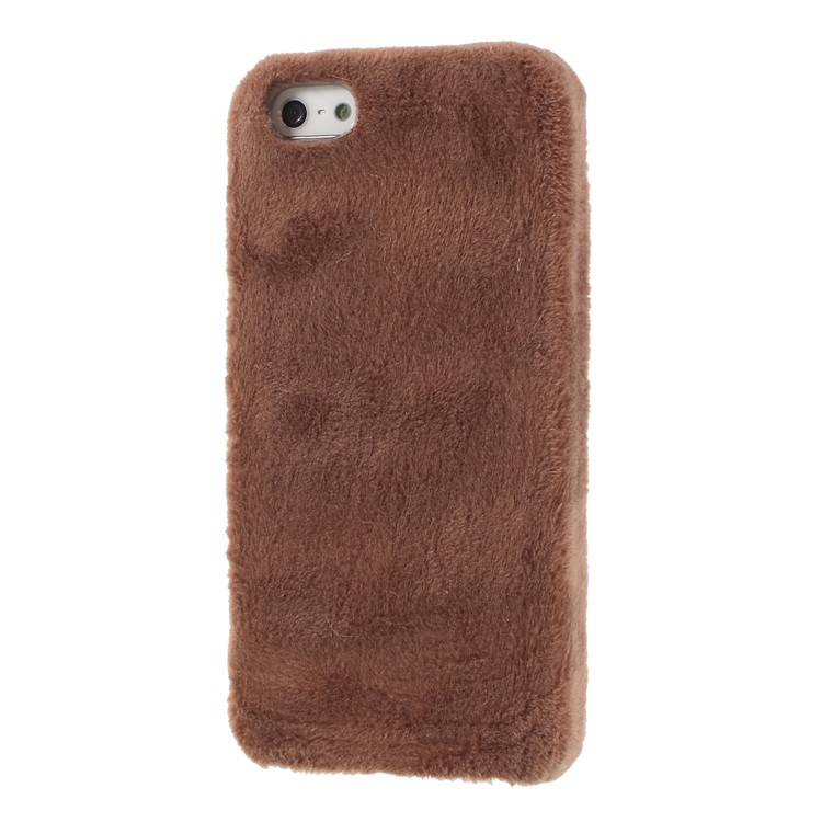 Fluffy Fur Coated TPU Back Case for iPhone SE/5s/5 - Khaki-3