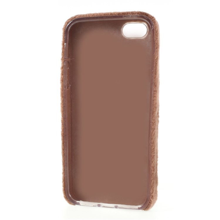 Fluffy Fur Coated TPU Back Case for iPhone SE/5s/5 - Khaki-4