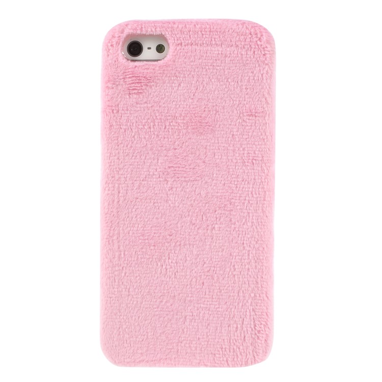 Fluffy Fur Coated TPU Case Cover for iPhone SE/5s/5 - Pink-1