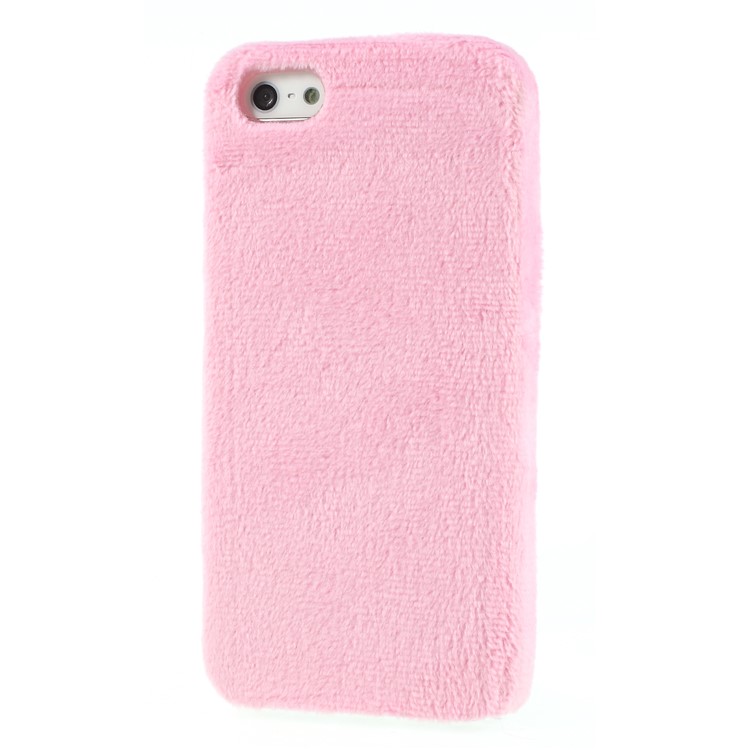 Fluffy Fur Coated TPU Case Cover for iPhone SE/5s/5 - Pink-3