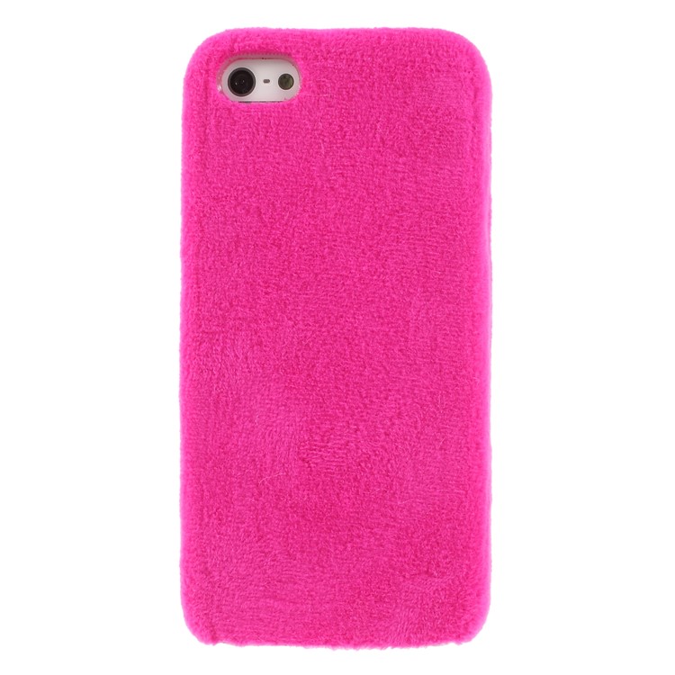 Fluffy Fur Coated TPU Phone Shell Case for iPhone SE/5s/5 - Rose-1