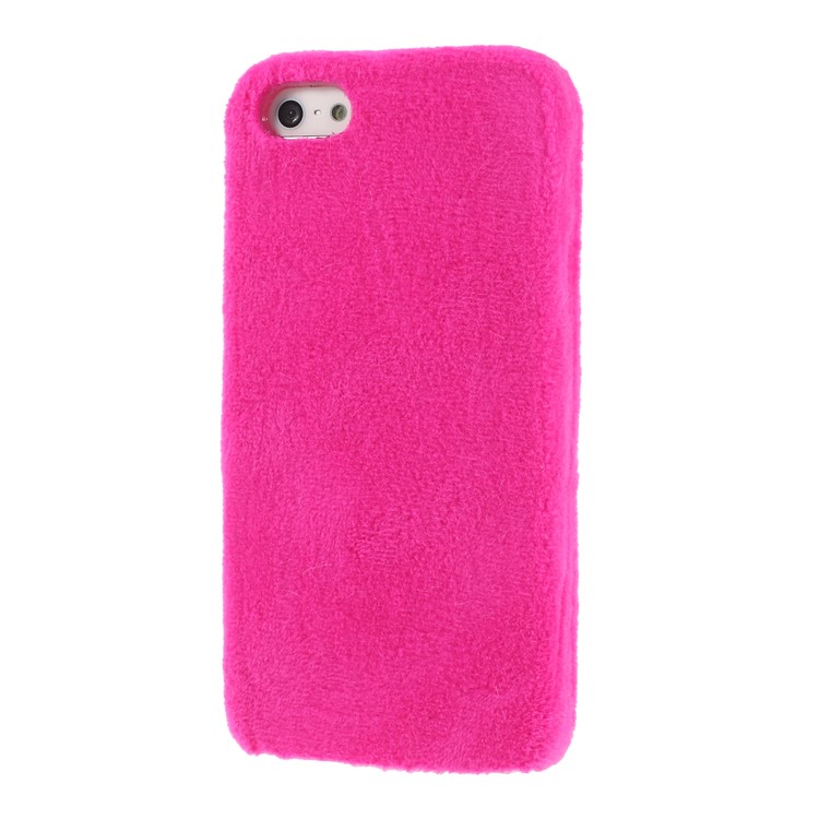 Fluffy Fur Coated TPU Phone Shell Case for iPhone SE/5s/5 - Rose-3