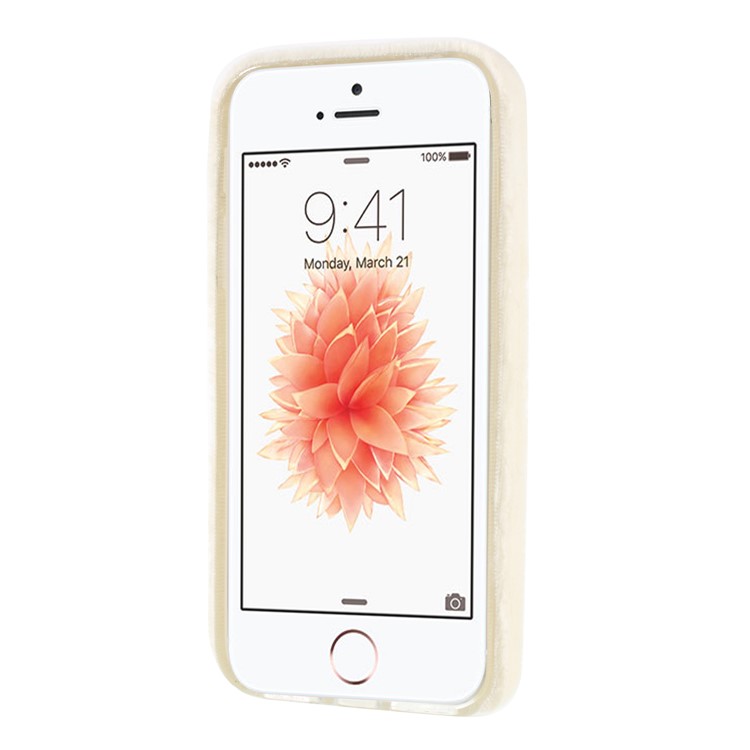 Fluffy Fur Coated TPU Case Cover Phone Shell for iPhone SE/5s/5 - White-3