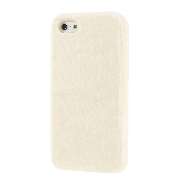 Fluffy Fur Coated TPU Case Cover Phone Shell for iPhone SE/5s/5 - White-5