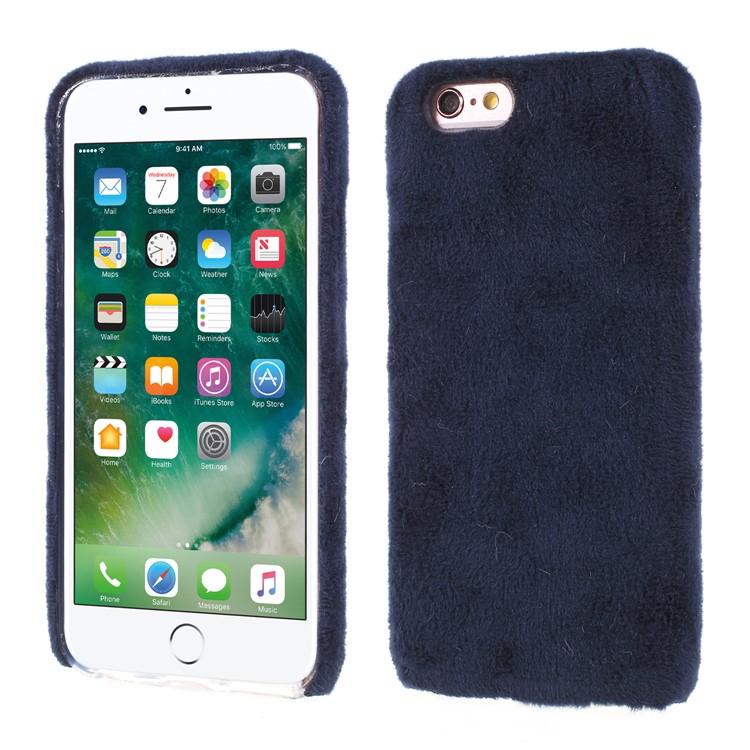Fluffy Fur Coated TPU Case for iPhone 6s/6 - Dark Blue-1