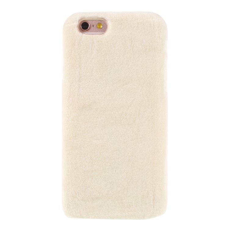 Fluffy Fur Coated TPU Case Phone Shell for iPhone 6s/6 - White-1