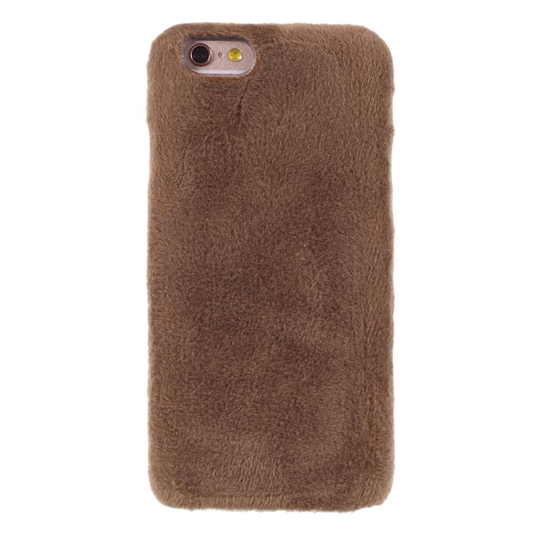 Fluffy Fur Coated TPU Cover Shell for iPhone 6s/6 - Khaki-1