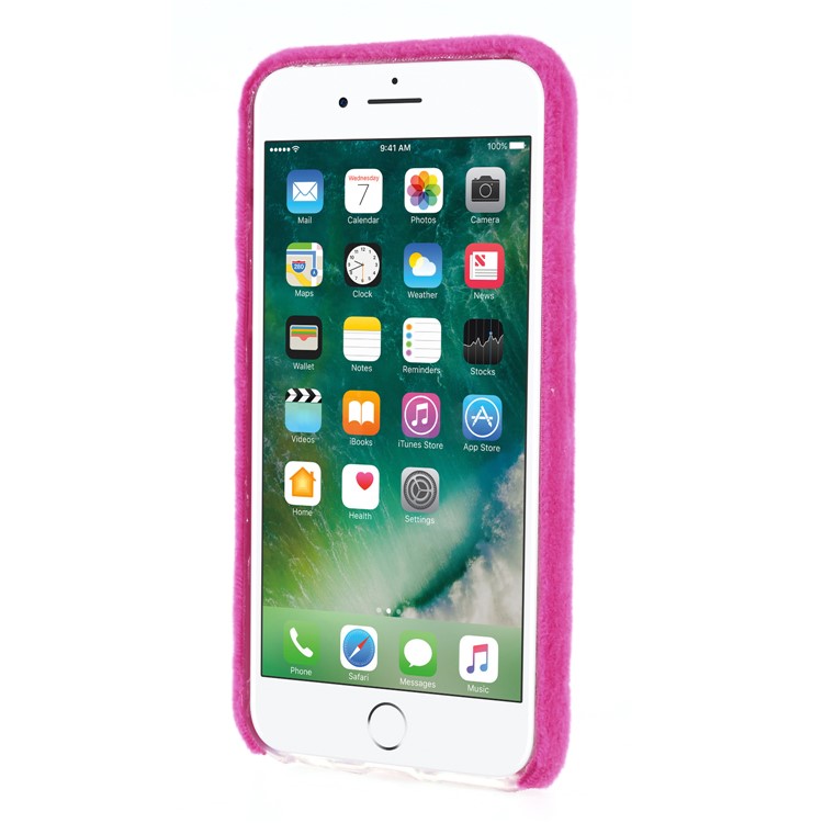 Fluffy Fur Coated TPU Shell Case for iPhone 6s Plus / 6 Plus - Rose-2
